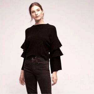 Asilio Black Ruffle Sleeve Sweater Small